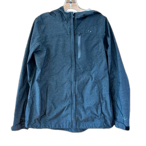 Paradox Hooded Windbreaker Jacket Womens Gray Outdoor Full Zip Nylon Blend